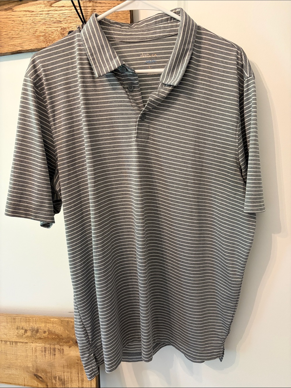 Men's Gray Striped Polo Shirt - Casual Short Sleeve